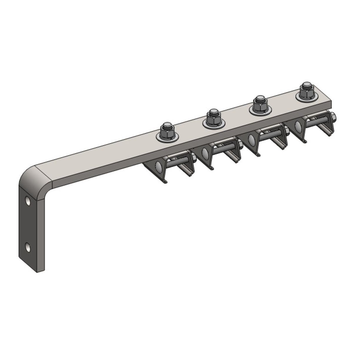 Conductix Hevi-Bar II, Bracket, Web, Stainless Steel, w/4 Stainless Steel Cross-bolt Hangers (for 500 A Bar Only), 19.25 inch L