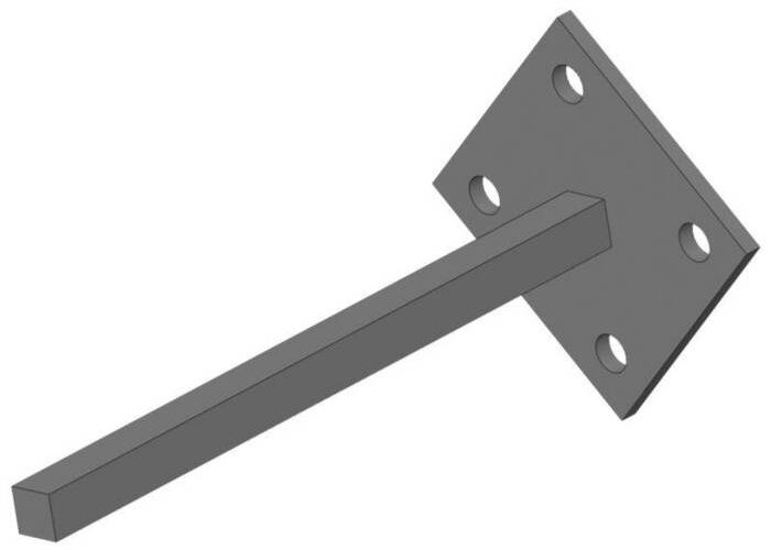 Conductix Safe-Lec 2 Collector Mounting Bar, Single-Post, 0.5 inch (13 mm) sq, 8 inch Length