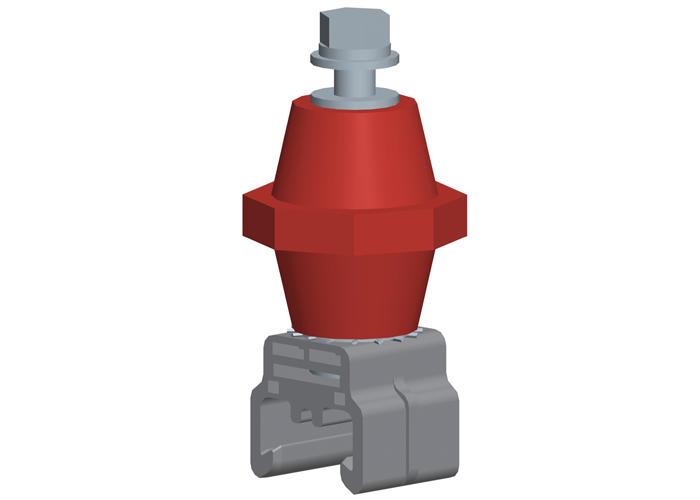 Hevi-Bar II, Hanger, 500A, Snap-in, with Red Polycarbonate Insulator, Stainless Steel Hdwe Conductix XA-27780