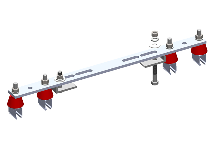 8-Bar, Bracket, Flange, with Hanger Clamps, Steel Snap-in, w/insulators, 2/2, 19 3/8 inch L Conductix XA-51867