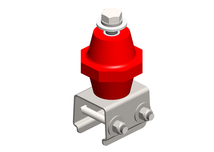 Conductix Hevi-Bar II, Hanger, 500 A-1500 A, Cross-bolt, with Red Polycarbonate Insulator