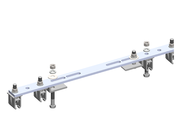 Conductix 8-Bar, Bracket, Flange, with Hanger Clamps, Plastic Snap-in, 2+2, 19 3/8 Inch L