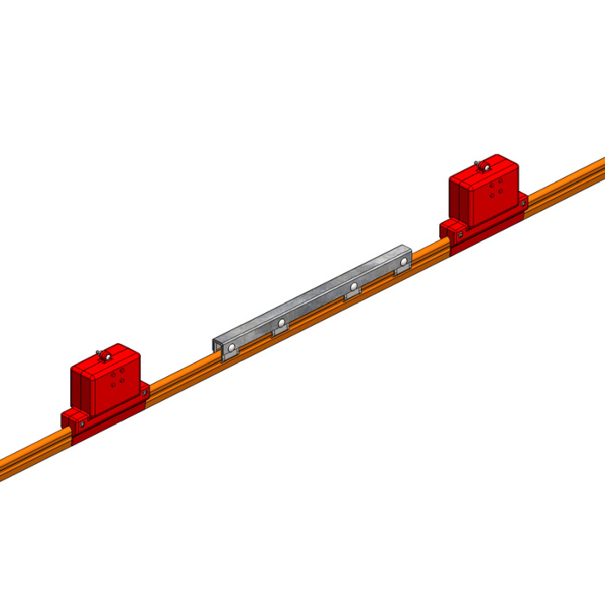 Conductix 8-Bar Power Interrupting Section, 250 A, Orange PVC Cover, 10 ft Length