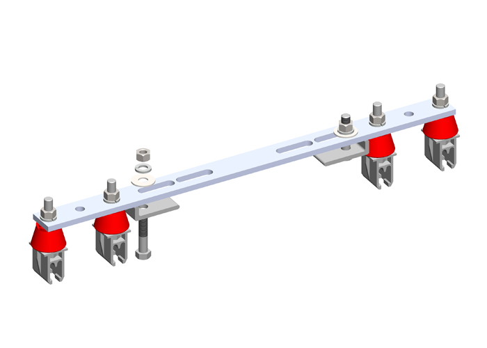 8-Bar, Bracket, Flange, with Hanger Clamps, Plastic Snap-in, 2+2, w/Insulators, 19 3/8 Inch L Conductix XA-51865
