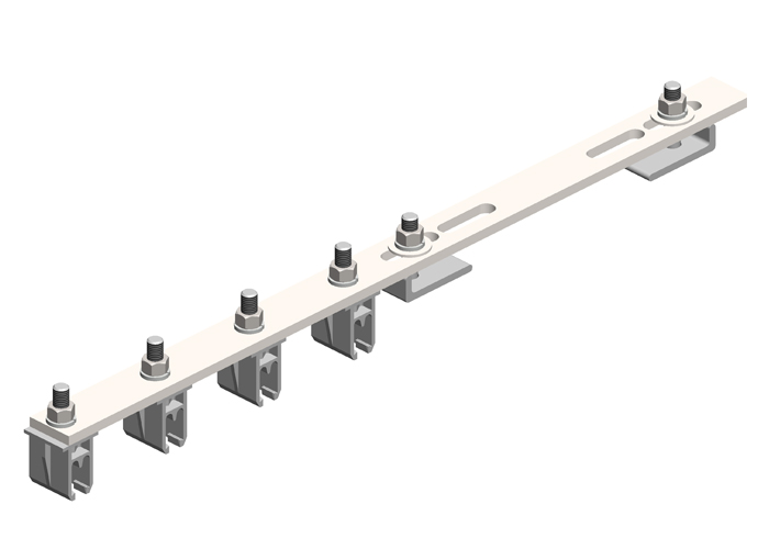 8-Bar, Bracket, Flange, with Hanger Clamps, Plastic Snap-in, 4 on one side, 21.75 inch L Conductix XA-51870