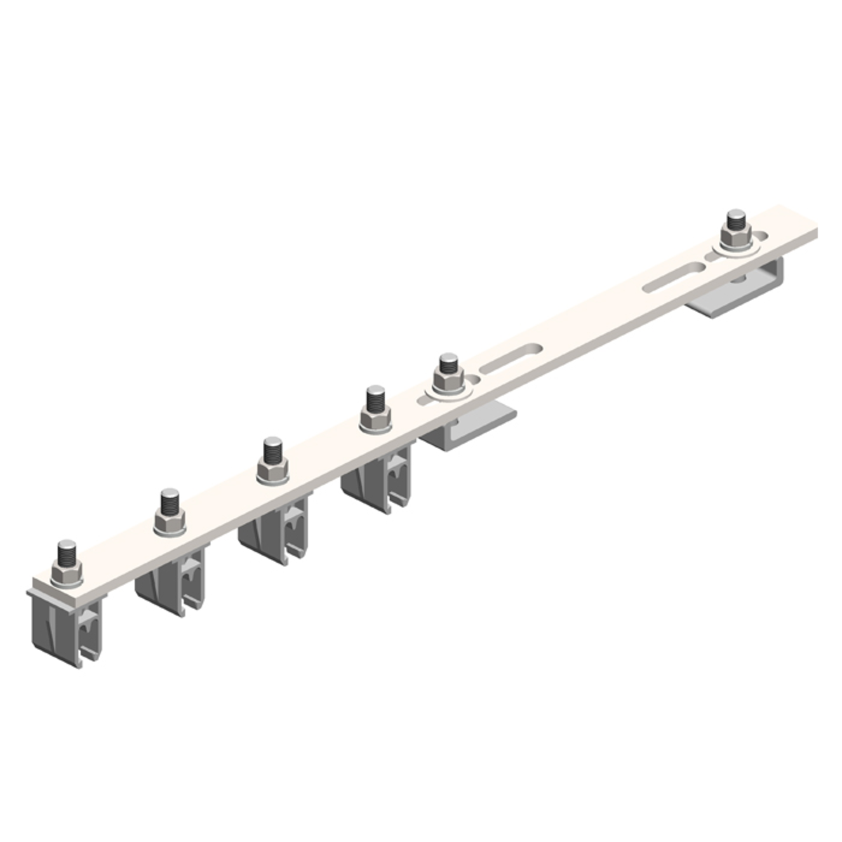 Conductix 8-Bar, Bracket, Flange, with Hanger Clamps, Plastic Snap-in, 4 on one side, 21.75 inch L