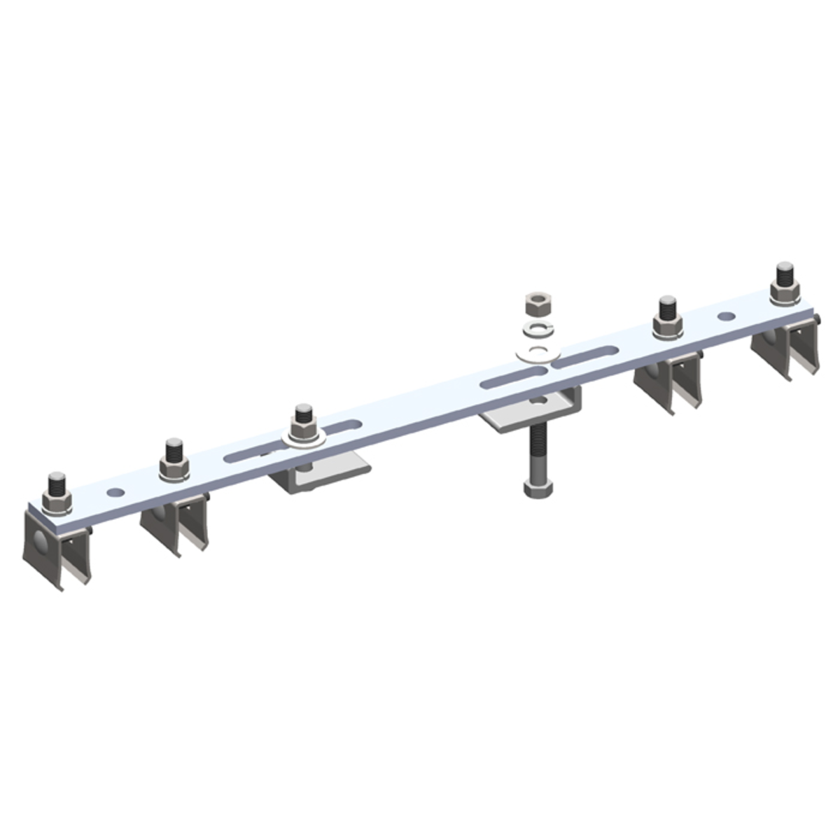 Conductix 8-Bar, Bracket, Flange, with Hanger Clamps, Steel Cross-Bolt, 2+2, 19 3/8 inch L