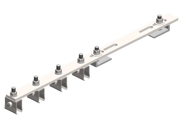 8-Bar, Bracket, Flange, with Hanger Clamps, Steel Cross-Bolt, 4 on one side, 21.75 inch L Conductix XA-51874