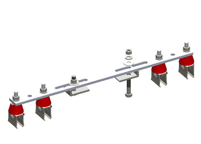 8-Bar, Bracket, Flange, with Hanger Clamps, Steel Cross-Bolt, w/Insulators, 2+2, 19 3/8 inch L Conductix XA-51869