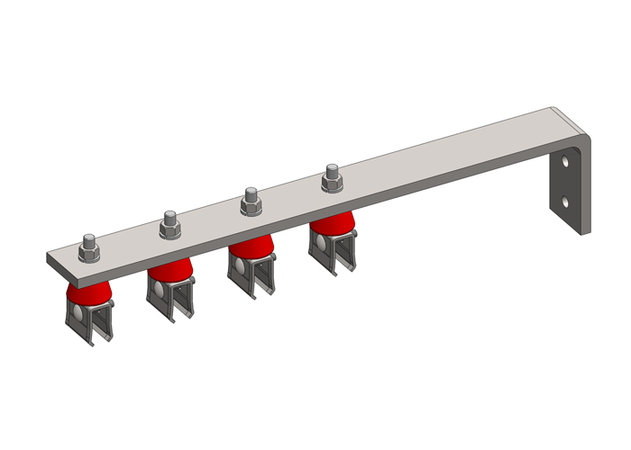 8-Bar, Bracket, Web, with Hanger Clamps, 4 Steel Cross-Bolt, w/Insulators and Lock Nuts, 3 inch OC, 19 inch L Conductix XA-50316B