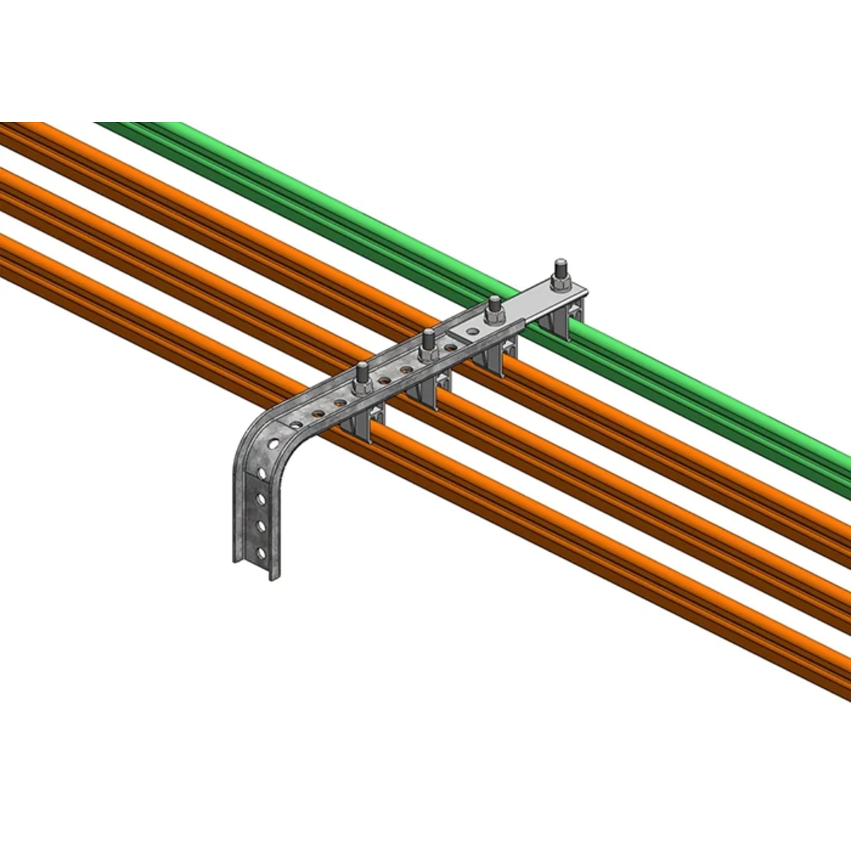 Conductix 8-Bar, Bracket Extension, Flat 5" Long, Cold-Rolled Steel