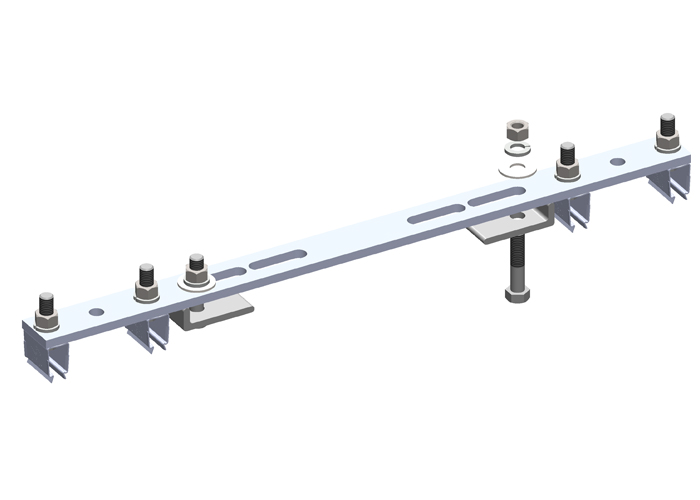 Conductix 8-Bar, Bracket, Flange, with Hanger Clamps, Steel Snap-in, 2+2, 19 3/8 inch L
