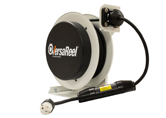 VersaReel Spring-Driven Cable Reel, 12AWG/3 Conductors, 35FT, w/Single Receptacle, 15A, w/GFCI Conductix XA-VR35-123G-S15