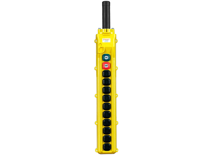 Conductix 80 Series 12-button Pendant with ten single-speed switches and maintained on/off