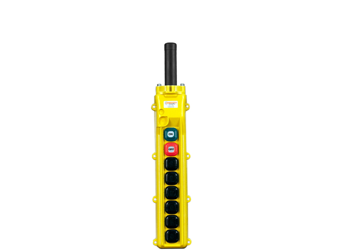 Conductix 80 Series 8-button Pendant with three two-speed switches and maintained on/off