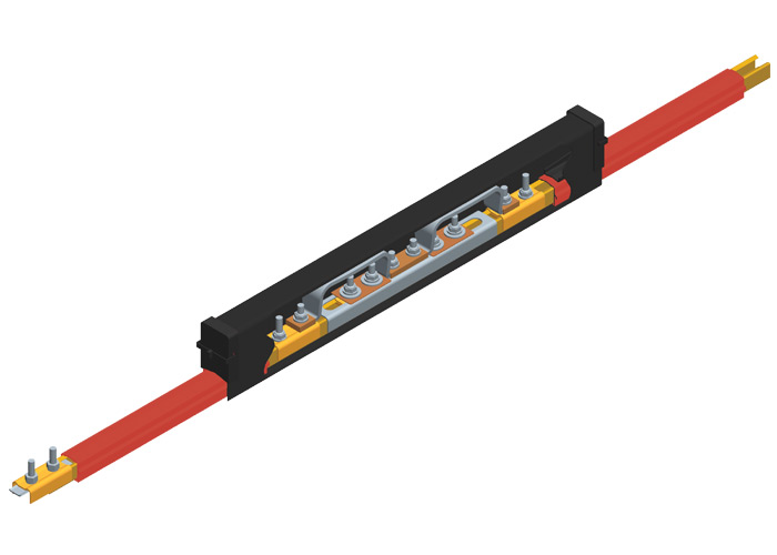 Safe-Lec 2 Expansion Section, 160A Copper, Red Medium Heat Polycarbonate Cover, w/ Splice Joint, 4.5M Conductix XA-310309-J