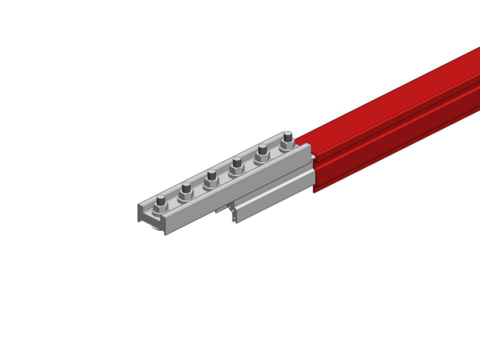 Hevi-Bar II Conductor Bar Dura Coat 700A, Red Med Heat Polycarbonate Cover, With Splice, 30FT Length Conductix XA-50062-J