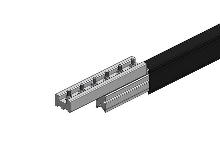 Conductix Hevi-Bar II Conductor Bar Dura Coat, 1500 A, Black UV Resistant PVC Cover, With Splice, 30 FT Length