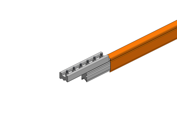 Conductix Hevi-Bar II Conductor Bar Dura Coat, 1500 A, Orange PVC Cover, With Splice, 30 FT Length
