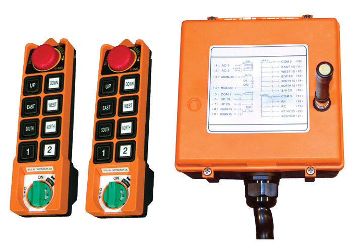 Radio Remote Control Kit, Saga L10 Series, 08-Button, 2-Speed, Key On/Off, E-Stop, 2 TX Conductix XA-700DL10