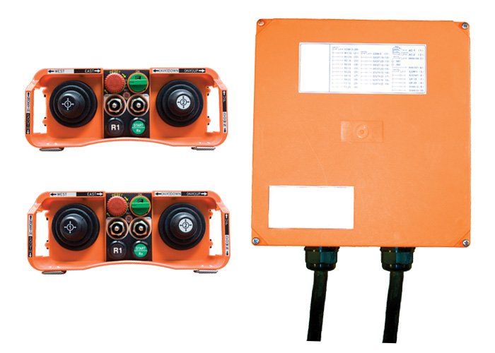 Radio Remote Control Kit, Saga L40 Series, Dual Joystick, 5-Speed w/E-Stop, 2 TX Conductix XA-700DL40