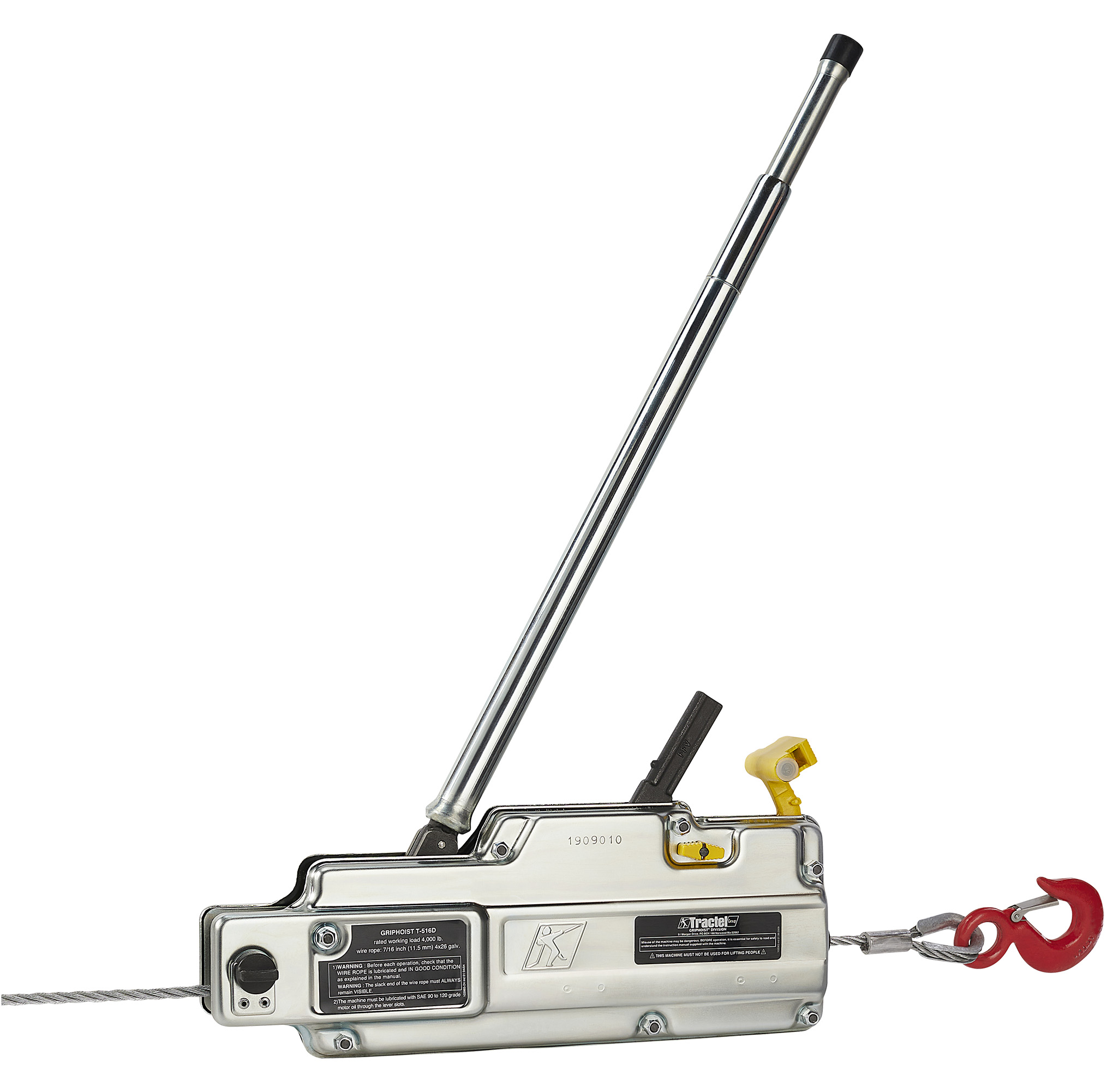 Tractel Griphoist / Tirfor T516D Manual Wire Rope Hoist – 3.5 Ton Capacity, 200 ft (60 m) Assembly