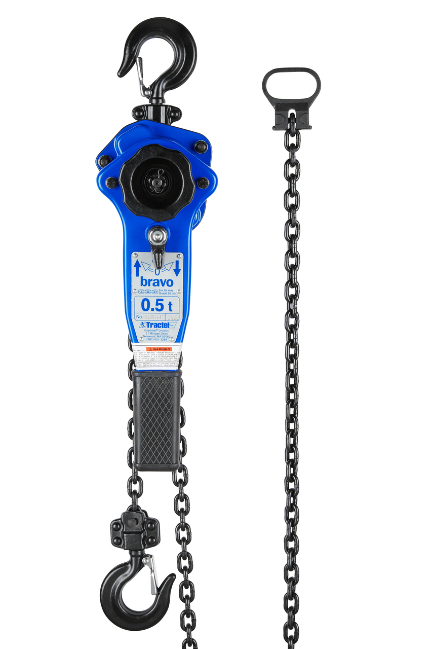 Tractel Bravo® Lever Hoist — 1/2 Ton (1,000 lb) Capacity, 30 ft. Lift, 5 x 15 mm Chain