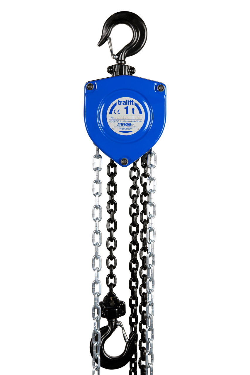 Tractel Tralift Manual Chain Hoist 1 Ton (2,000 lbs.) with 40‑ft Lift