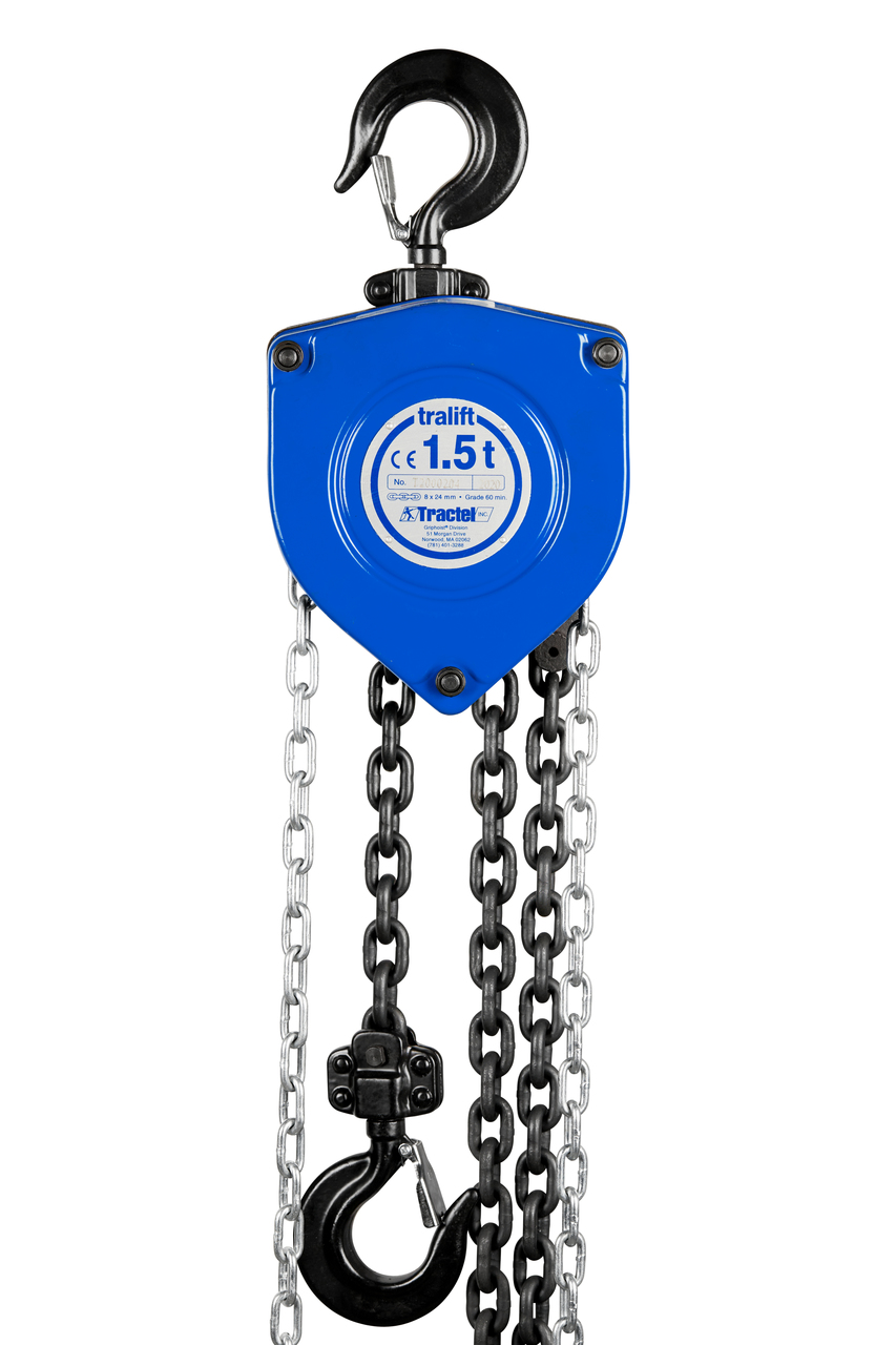 Tractel Tralift Manual Chain Hoist 1 1/2 Ton (3,000 lbs.) with 40‑ft Lift