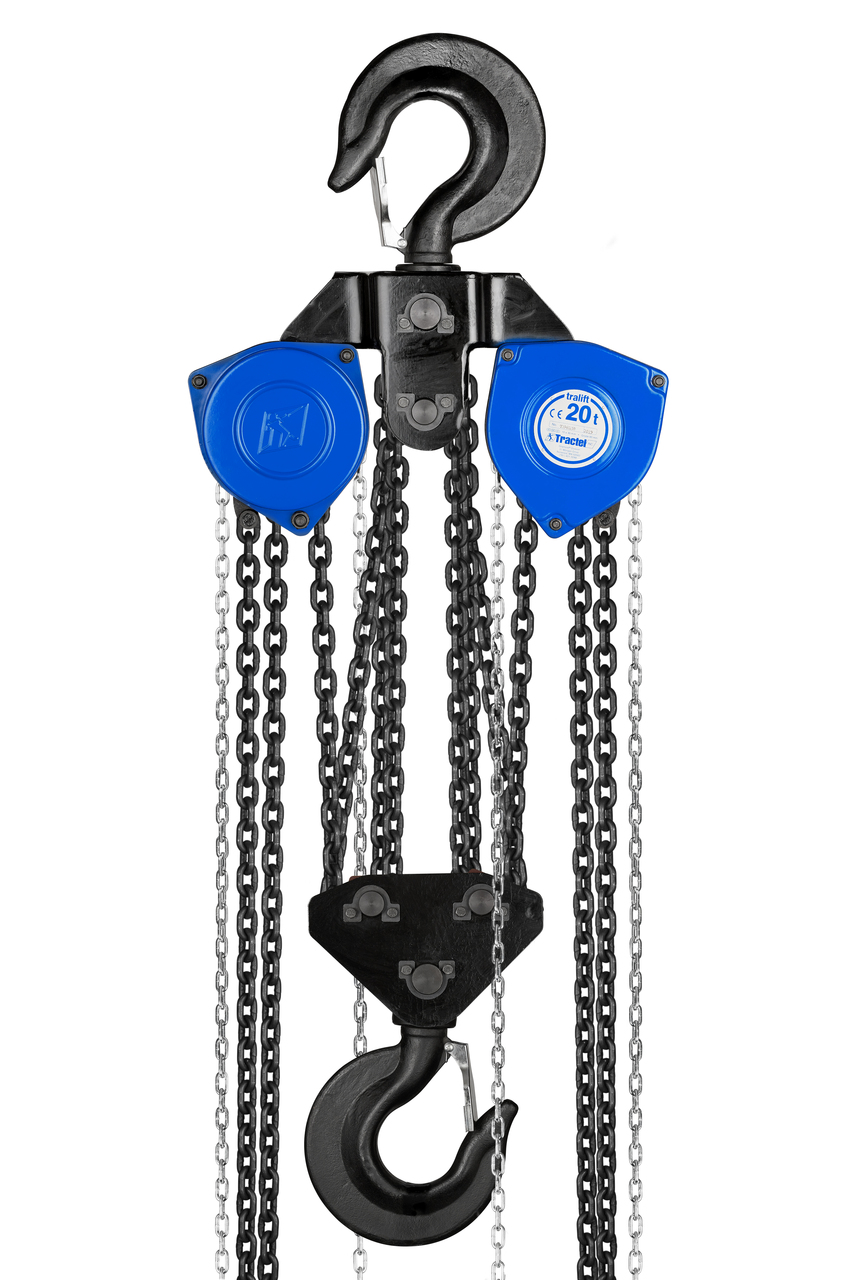 Tractel Tralift Manual Chain Hoist 20 Ton (40,000 lbs.) with 20‑ft Lift, Chain Size 16 × 48 mm