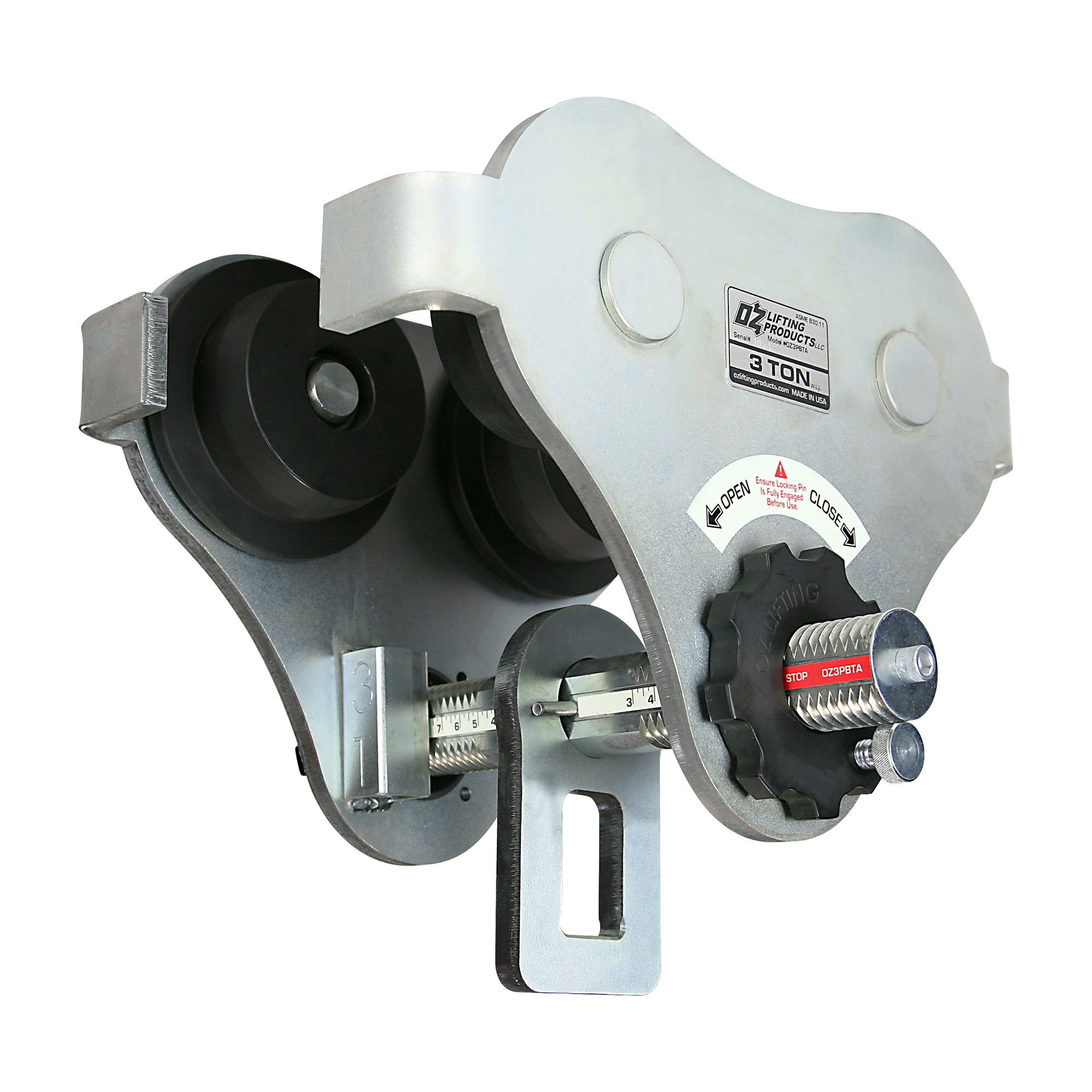 3 T Push Beam Trolley with up to 8 inch flange width (Made in USA) 3 T Push Beam Trolley with up to 8 inch flange width (Made in USA)