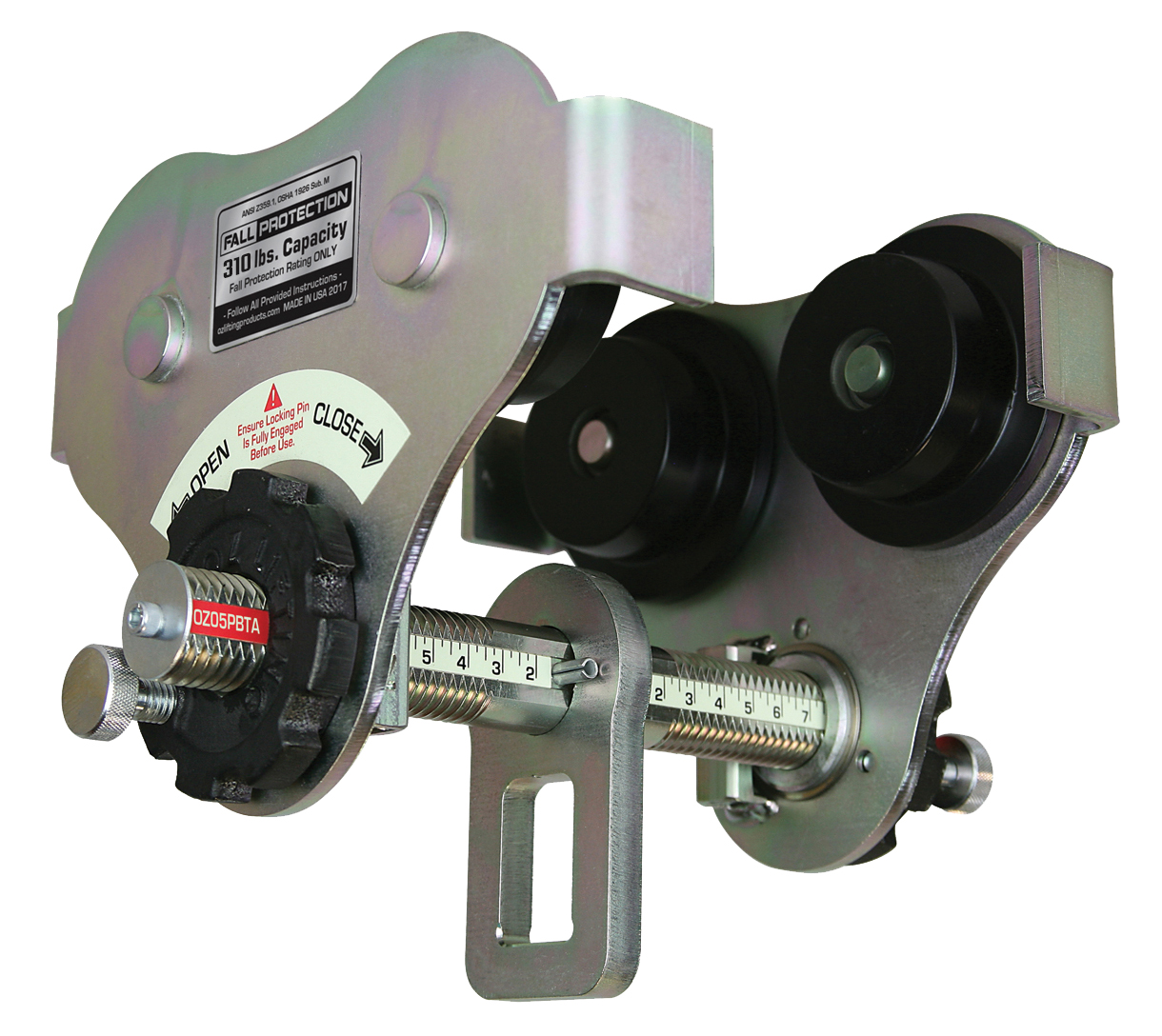 0.5 T Push Beam Trolley Fall Protection with up to 12 inch flange width (Made in USA) 0.5 T Push Beam Trolley Fall Protection with up to 12 inch flange width (Made in USA)