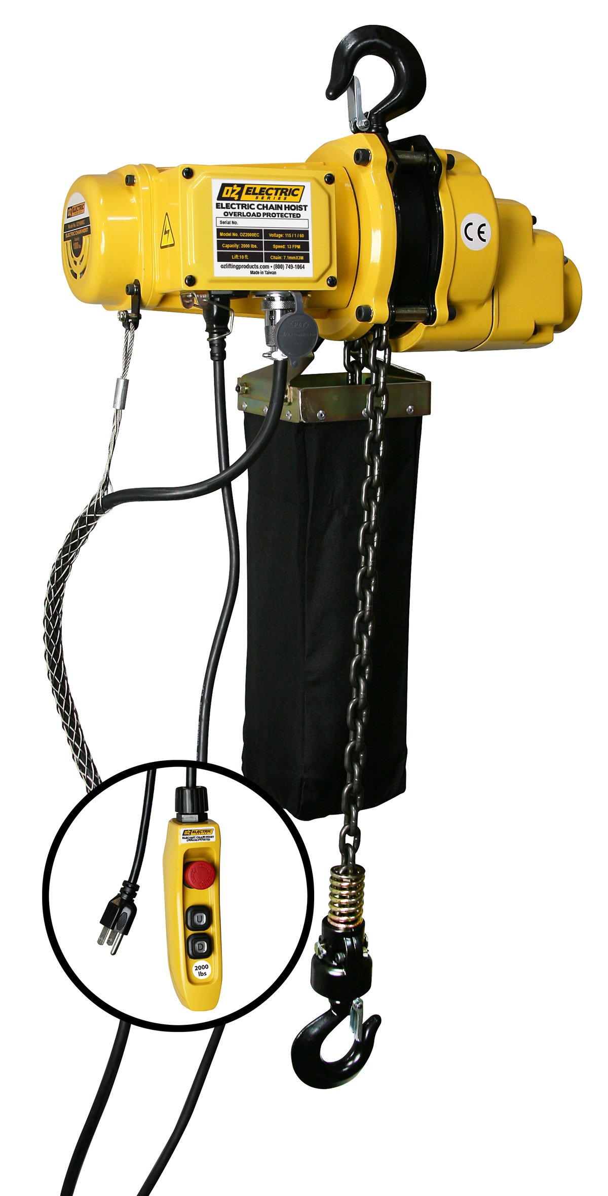 2000 lb Electric Chain Hoist with 10 ft of lift 2000 lb Electric Chain Hoist with 10 ft of lift