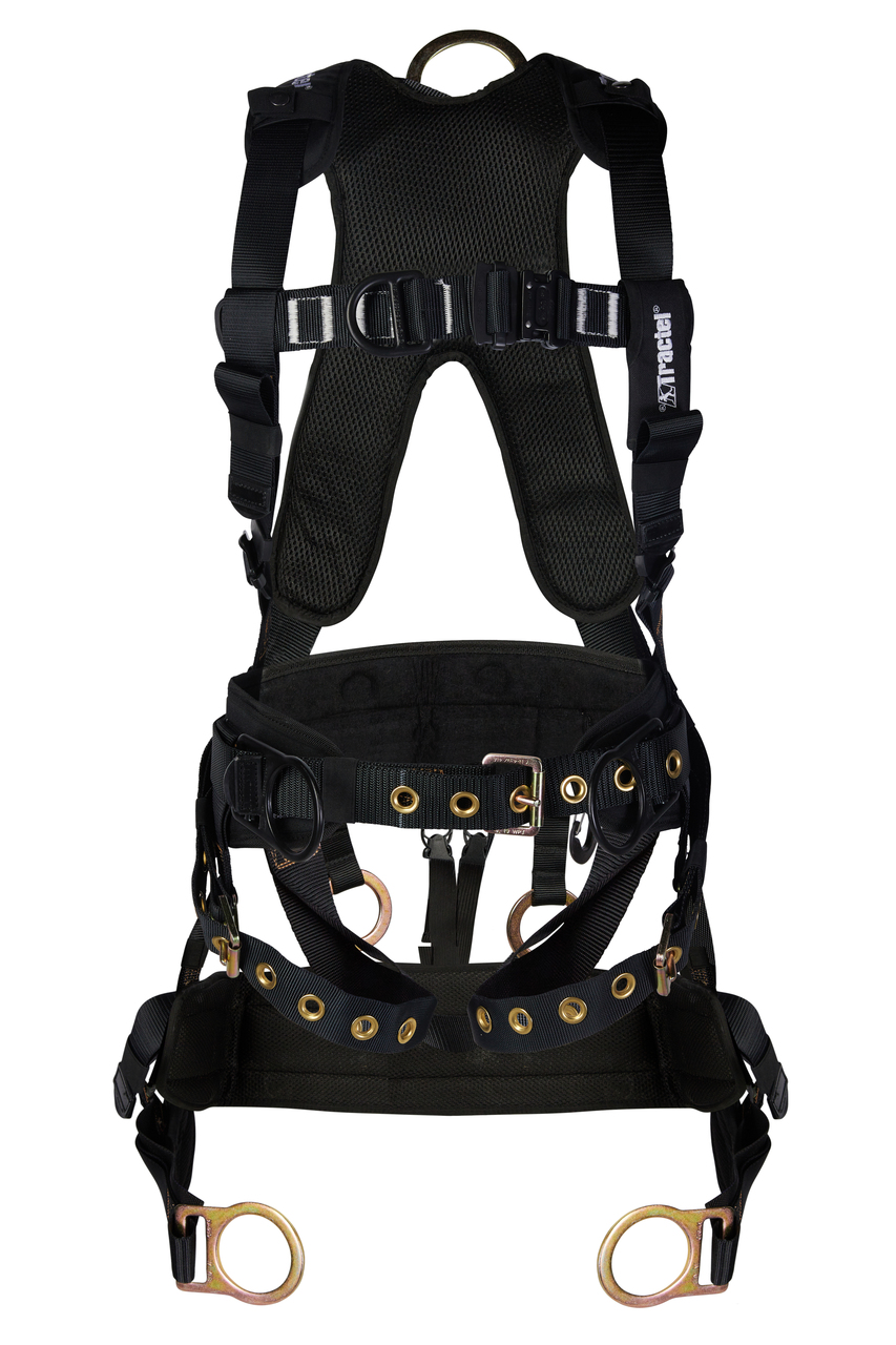 Tractel Tower TracX Full-Body Harness with Saddle, TracX Pad, Padded Support Belt, and Side D-Rings – Size S Tractel Tower TracX Full-Body Harness with Saddle, TracX Pad, Padded Support Belt, and Side D-Rings – Size S