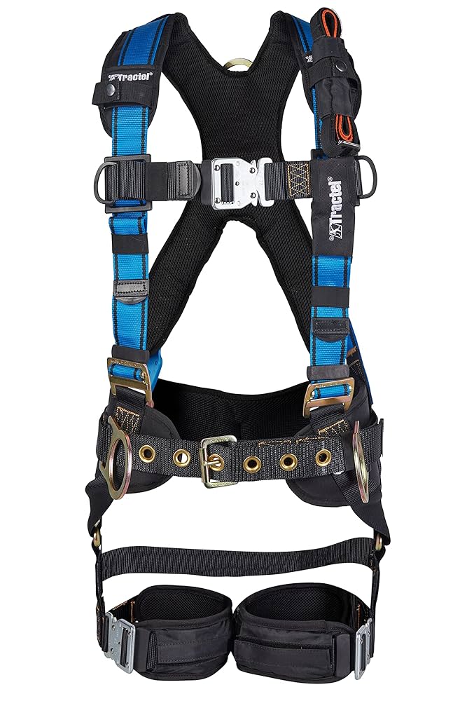 Tractel Elastrac Full-Body Harness with Dual ElasPac Cases, TracX Pad, Leg Pads, and Side D-Rings – Size S