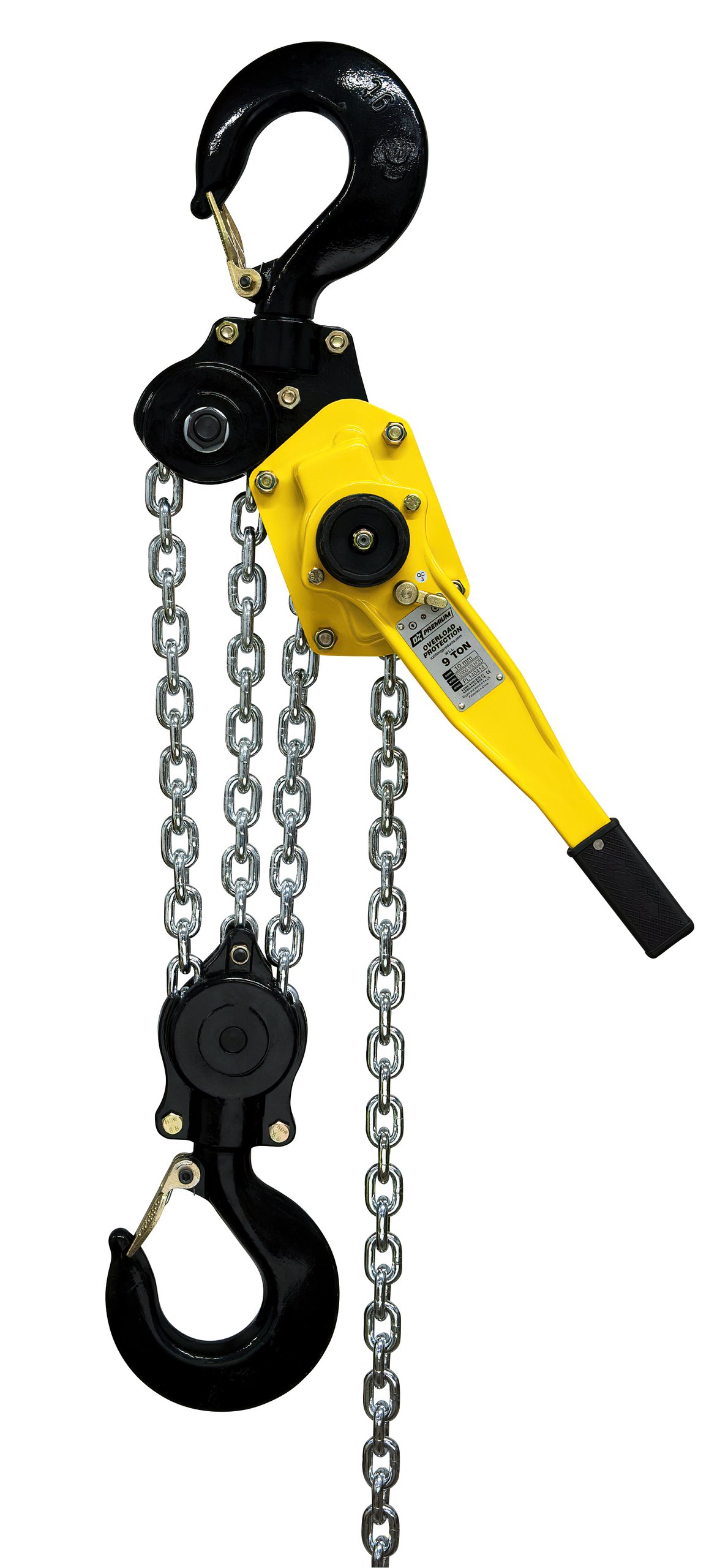 9 T Premium Lever Hoist 10 ft lift with overload protection Custom rigging available. Standards – CE, ASME/ANSI B30.21, AS1418.2 9 T Premium Lever Hoist 10 ft lift with overload protection Custom rigging available. Standards – CE, ASME/ANSI B30.21, AS1418.2