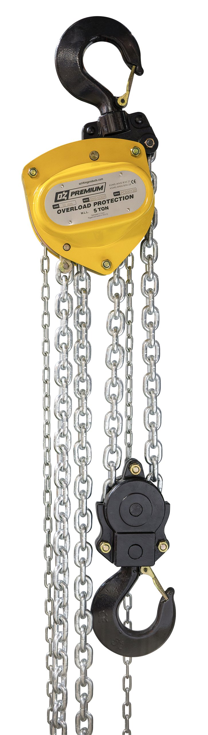 5 T Premium Chain Hoist 30 ft lift with overload protection
