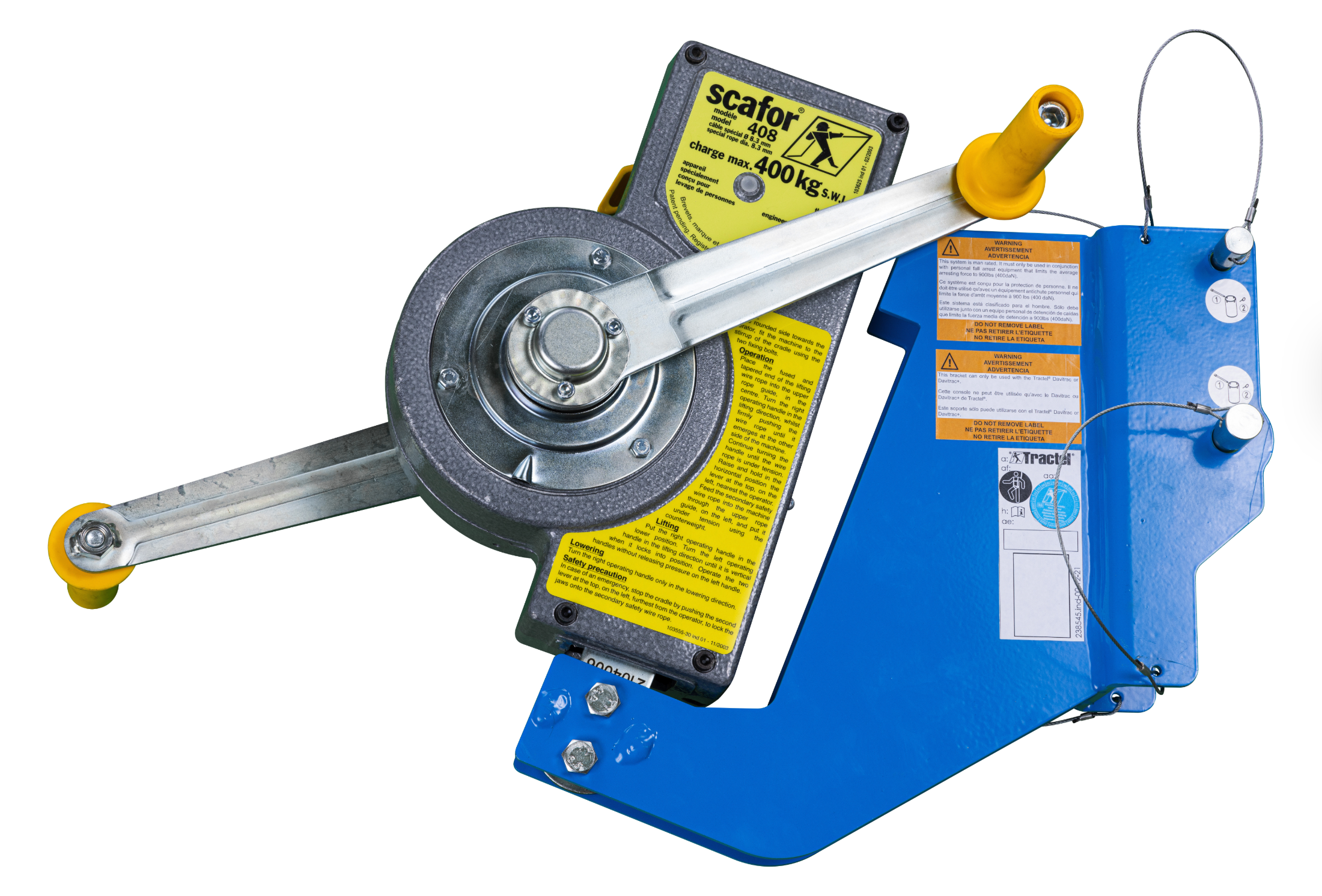 Tractel Scafor Hand-Operated Wire Rope Hoist with Davitrac Bracket - 015199124KDT