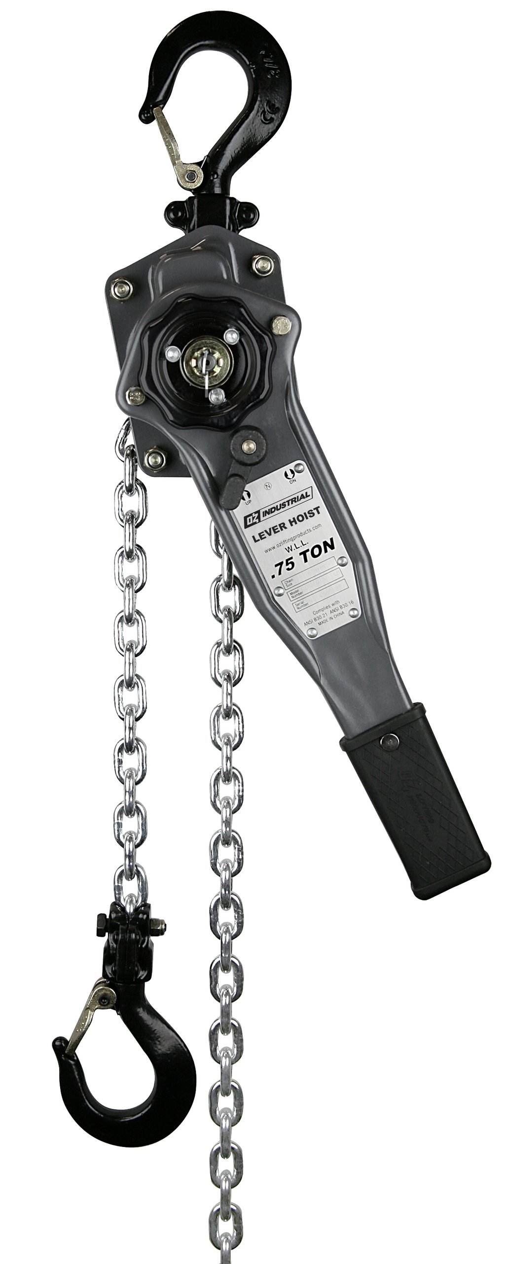 .75 T Industrial Lever Hoist 15 ft Custom rigging available. Standards – CE, ASME B30.21, AS1418.2 .75 T Industrial Lever Hoist 15 ft Custom rigging available. Standards – CE, ASME B30.21, AS1418.2
