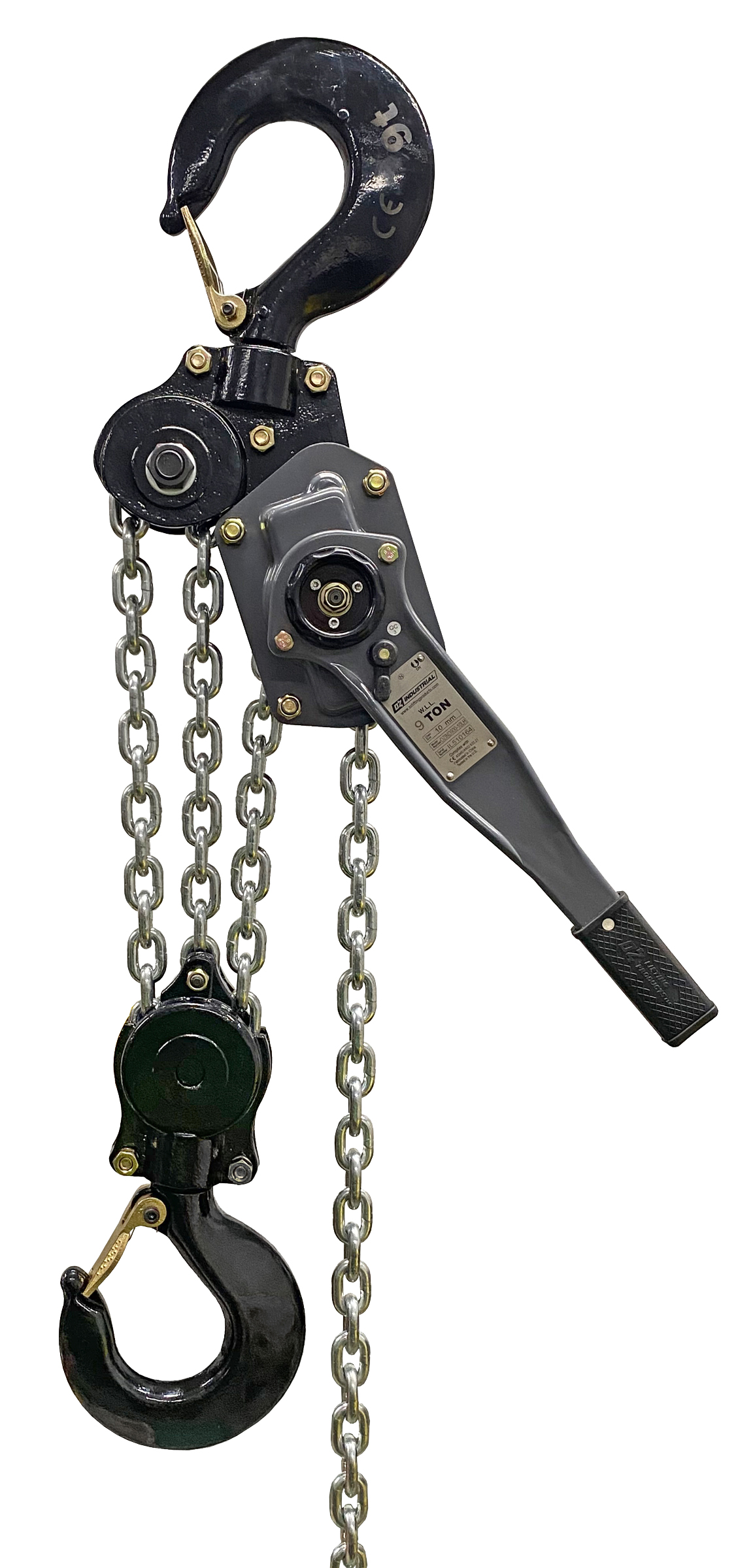 9 T Industrial Lever Hoist 5 ft lift Custom rigging available. Standards – CE, ASME B30.21, AS1418.2