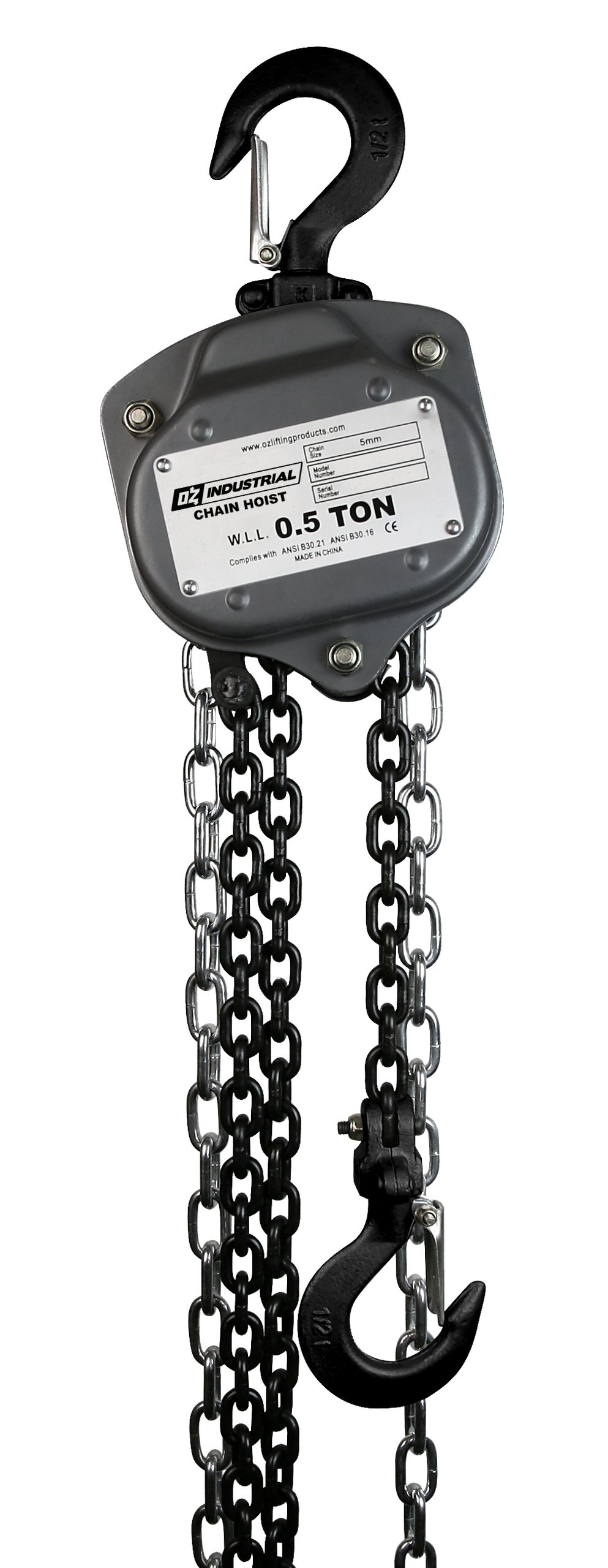 .5 T Industrial Chain Hoist 10 ft Custom rigging available. Standards – CE, ASME B30.16 and AS1418.2 .5 T Industrial Chain Hoist 10 ft Custom rigging available. Standards – CE, ASME B30.16 and AS1418.2
