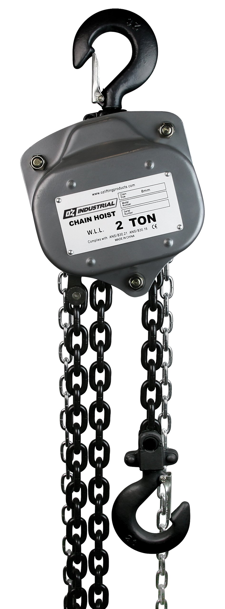 2 T Industrial Chain Hoist 15 ft Custom rigging available. Standards – CE, ASME B30.16 and AS1418.2 2 T Industrial Chain Hoist 15 ft Custom rigging available. Standards – CE, ASME B30.16 and AS1418.2