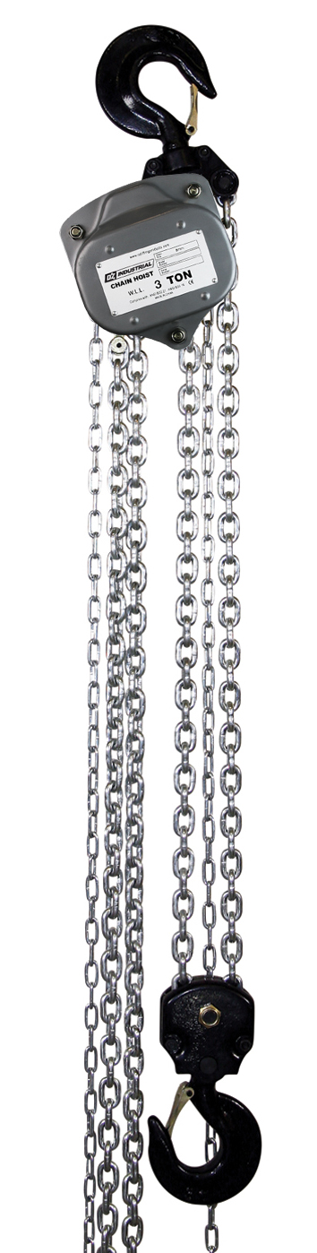 3 T Industrial Chain Hoist 20 ft Custom rigging available. Standards – CE, ASME B30.16 and AS1418.2