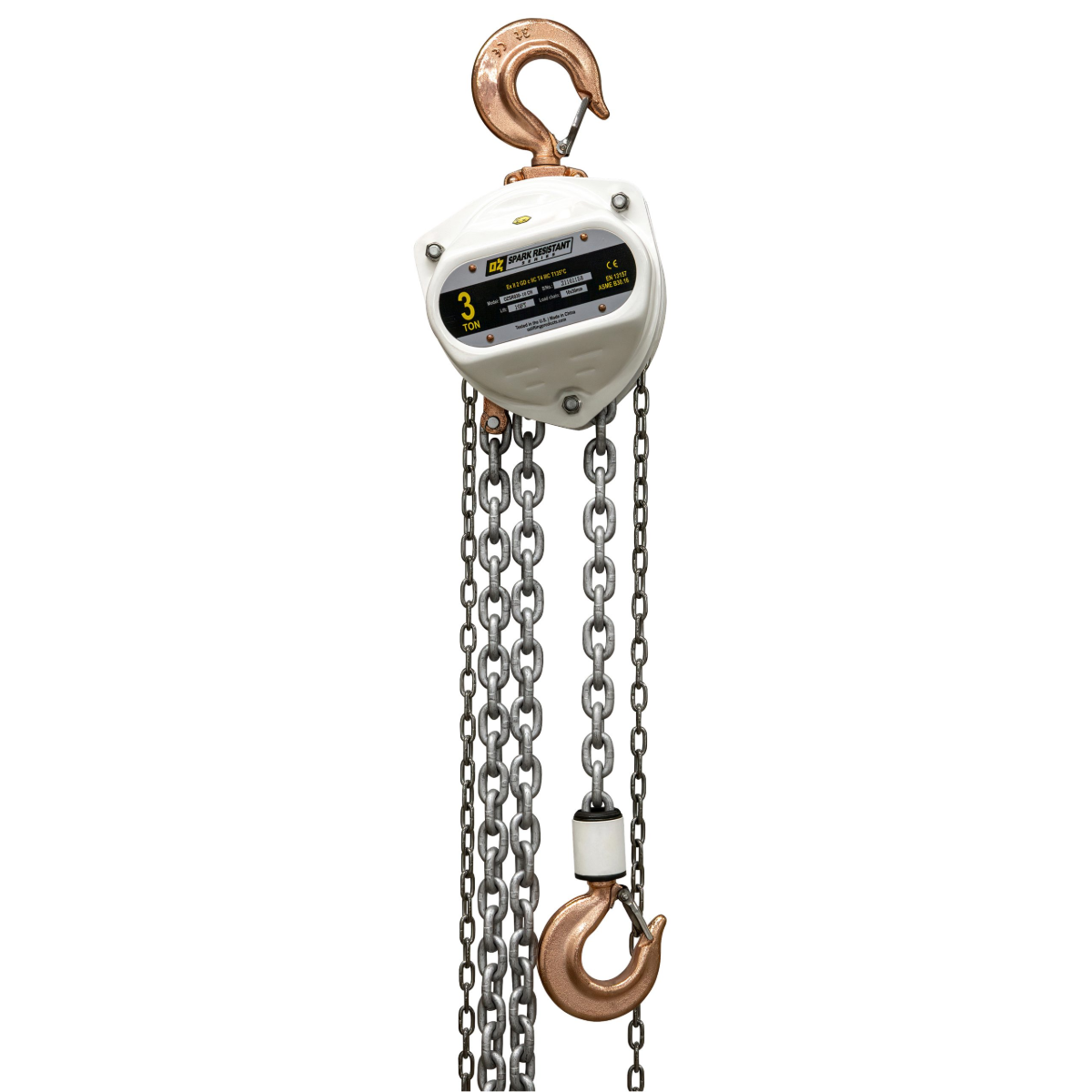 OZ Lifting 3 T Spark Resistant Chain Hoist 10 Ft. Lift