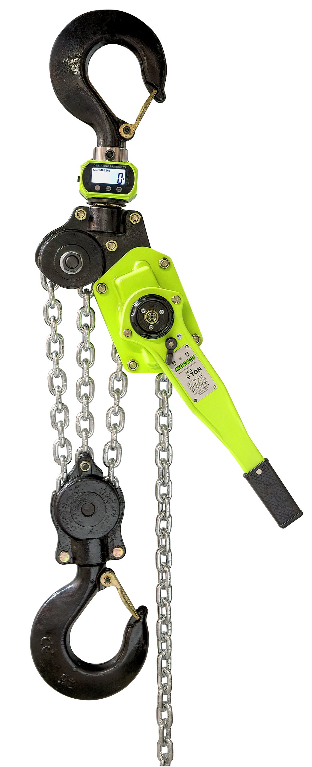 9 T Dyno Lever Hoist 5 ft lift Custom rigging available. Standards – CE, ASME B30.21, AS1418.2