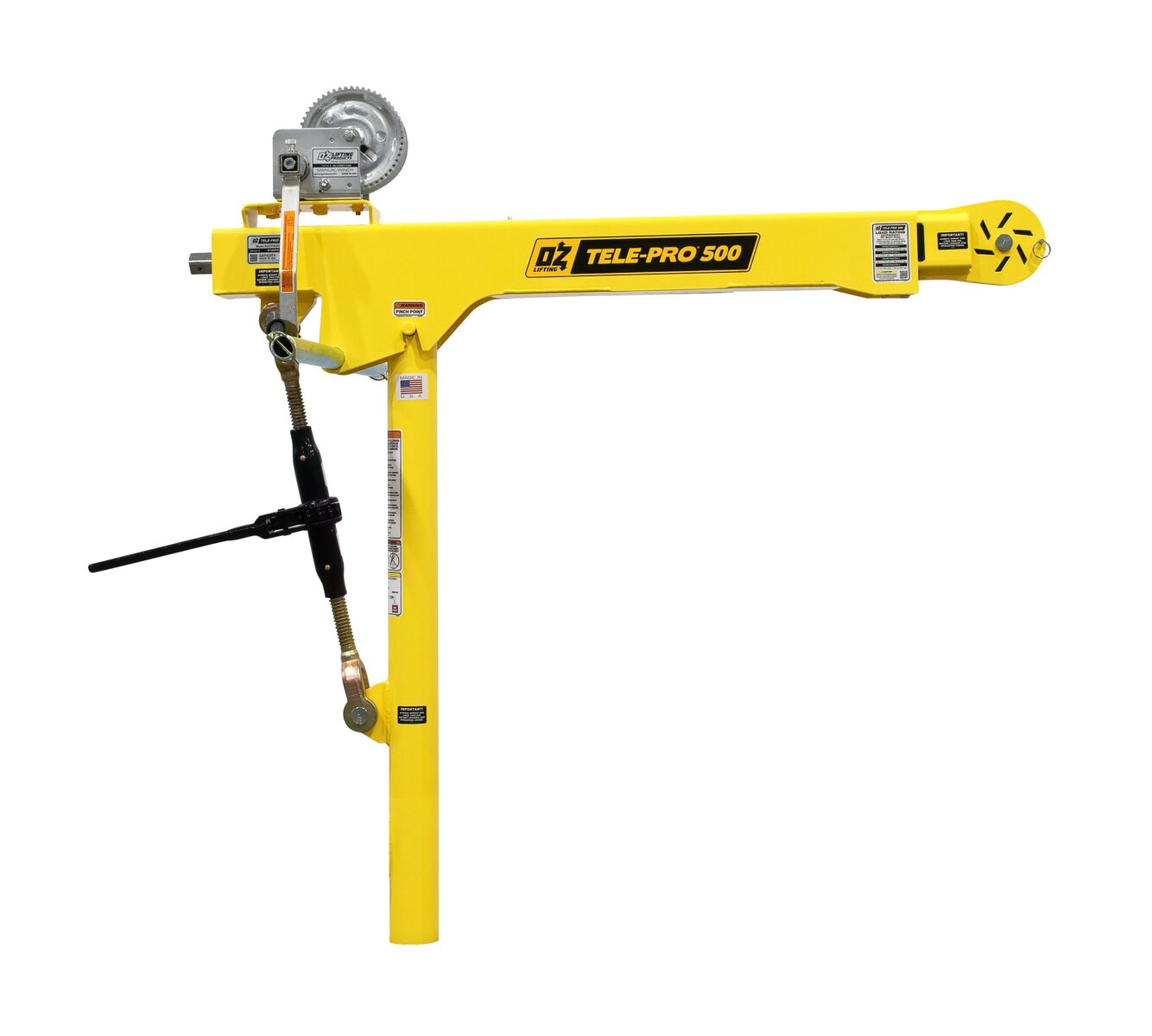 OZ Lifting 500 Lb. Tele-Pro Davit Crane with Carbon Steel Brake Winch