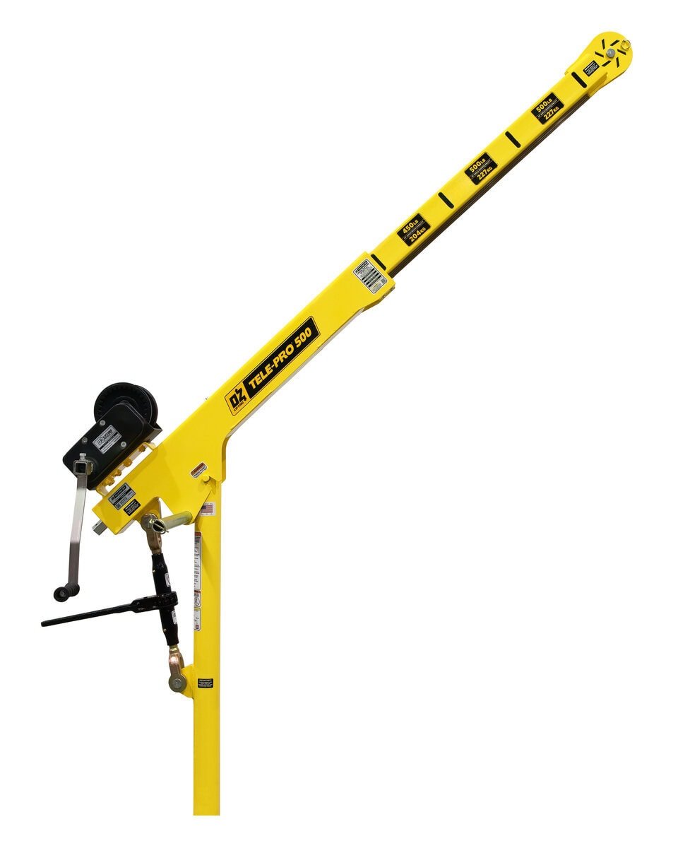 500 lb Tele-Pro® davit crane with 2500 lb carbon steel brake winch