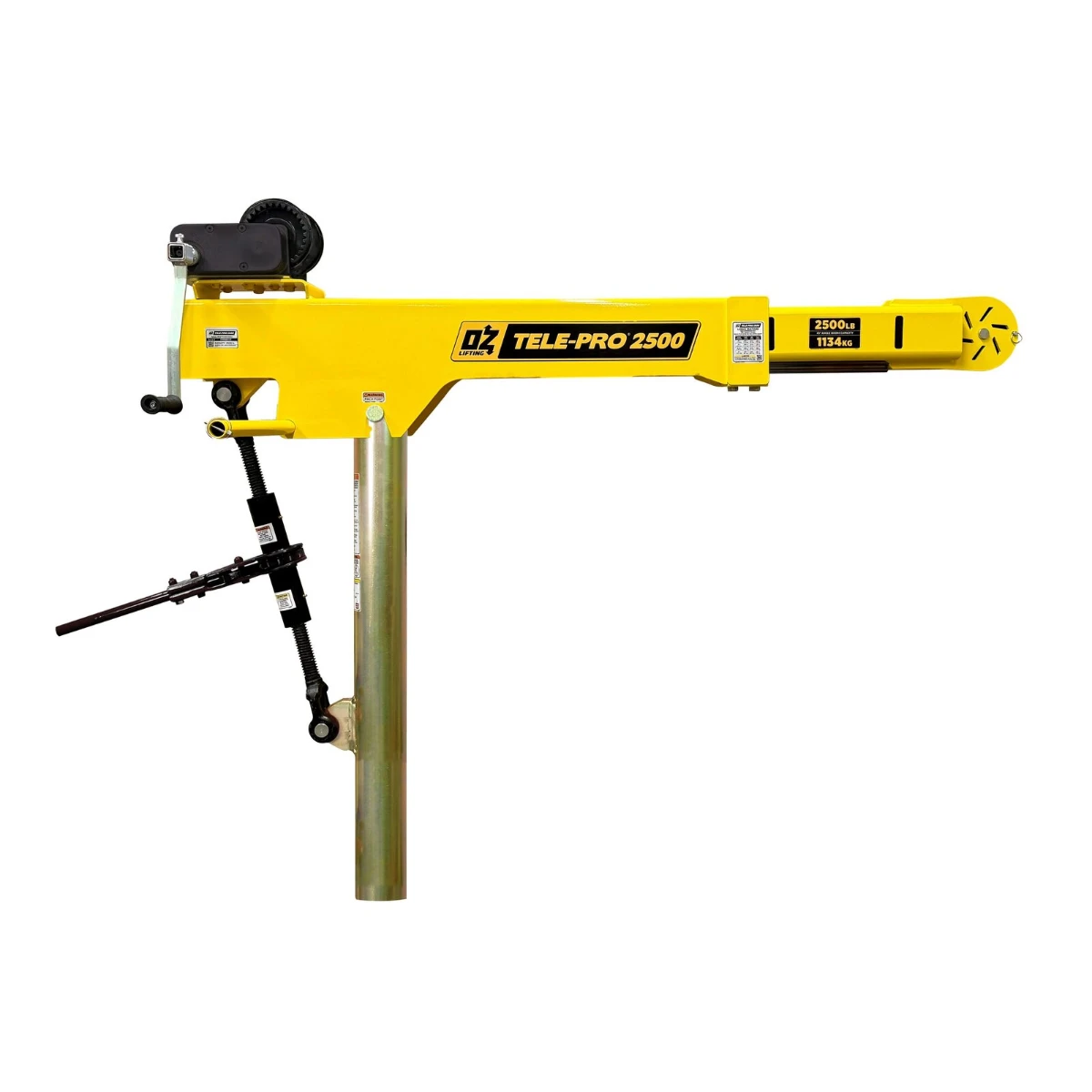 OZ Lifting 2500 Lb. Tele-Pro Davit Crane with Carbon Steel Brake Winch
