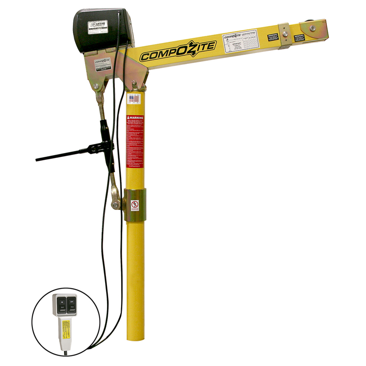 OZ Lifting 1200 Lb. Compozite Davit Crane with 110V AC Electric Winch