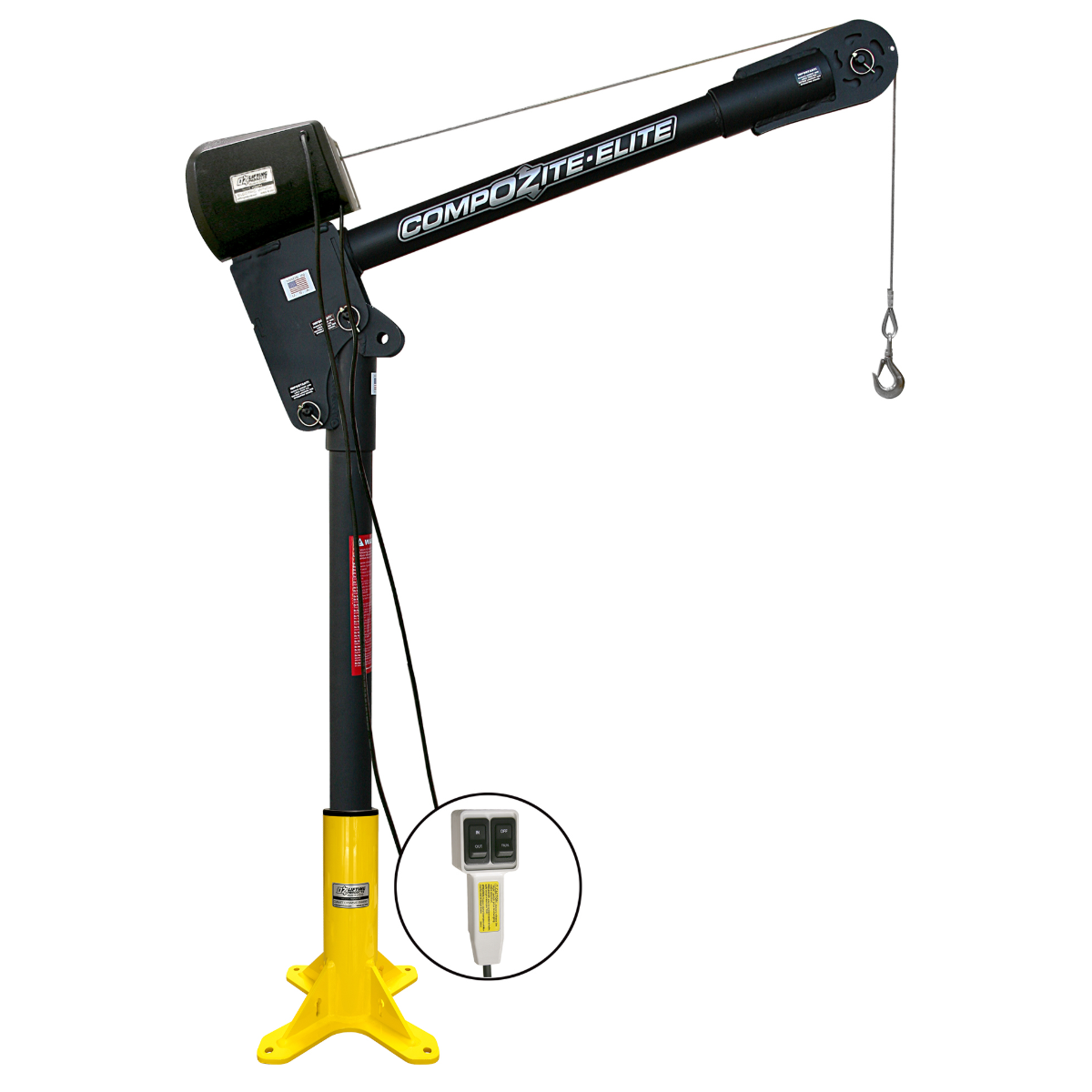 OZ Lifting 1200 Lb. Carbon Fiber Davit Crane with 110V AC Electric Winch